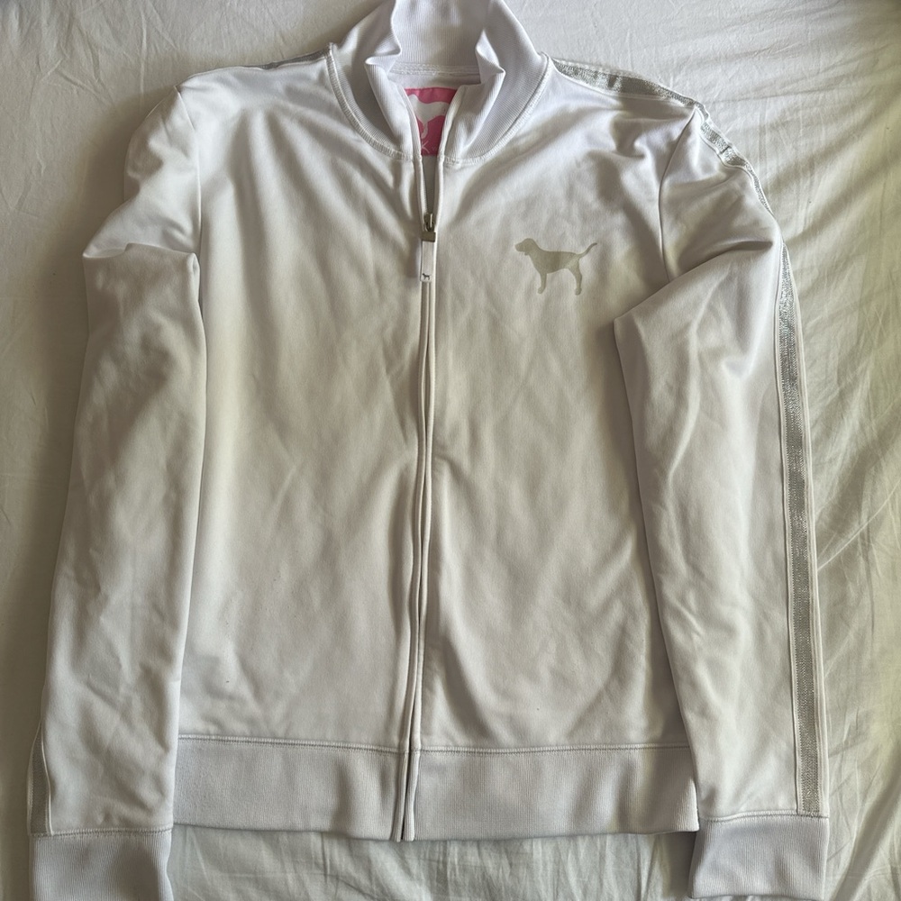 PINK Victoria's Secret White Zip-Up Jacket